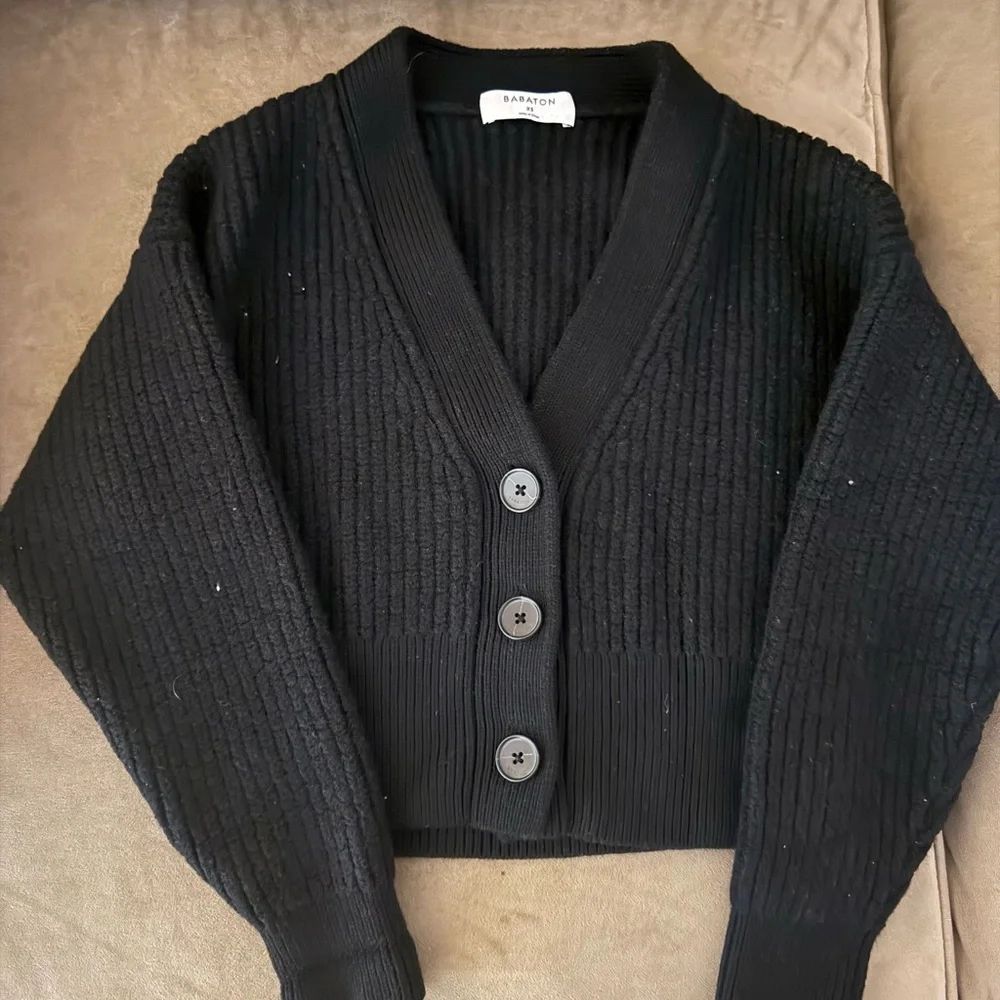 Babaton Black Button-Up Cardigan Sweater - Picture 1 of 3
